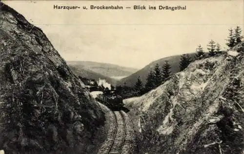 Ak Harzquer- und Brockenbahn, Blick ins Drängethal