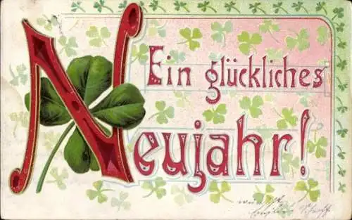 Ak Glückwunsch Neujahr, Glücksklee