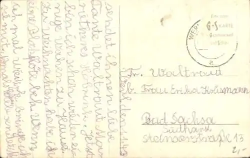 Ak Prosit Neujahr, Zwerge, Geldsack, Sekt, Schwein, Klee, Marienkäfer