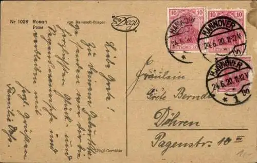 Künstler Ak Rammelt-Bürger, Rosen, Blumenvase