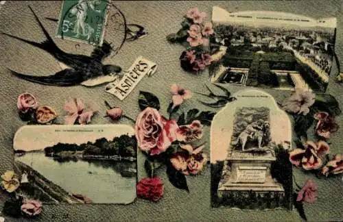Ak Asnières sur Seine Hauts-de-Seine, Schwalbe, Gesamtansicht, Denkmal
