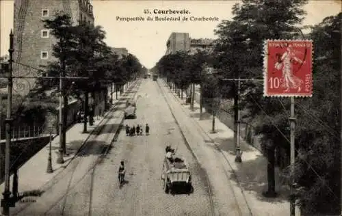 Ak Courbevoie Hauts de Seine, Perspective du Boulevard de Courbevoie