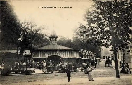 Ak Courbevoie Hauts de Seine, Le Marché