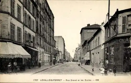 Ak Levallois Perret Hauts de Seine, Rue Gravel et les Ecoles