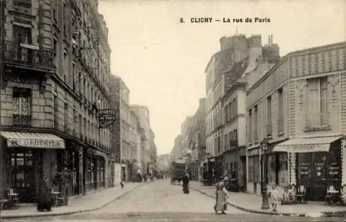 Ak Clichy Hauts de Seine, La rue de Paris