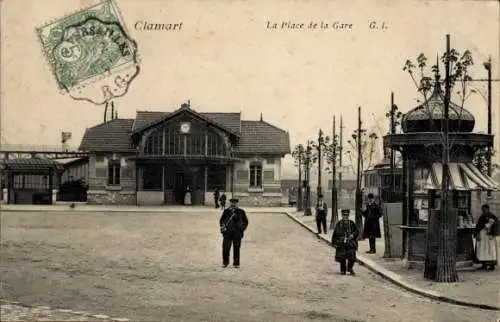 Ak Clamart Hauts de Seine, La Place de la Gare