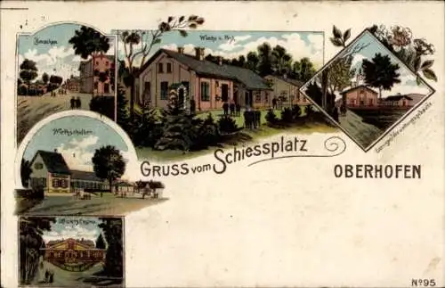 Litho Oberhoffen sur Moder Oberhofen Elsaß Bas Rhin, Schießplatz, Wache, Post