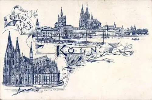Ak Köln am Rhein, Gruss aus  Kölner Dom, Stadtansicht