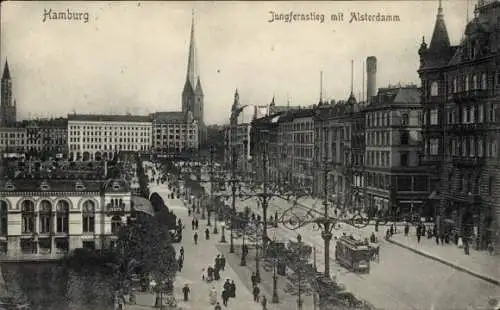 Ak Hamburg Mitte Neustadt, Jungfernstieg, Alsterdamm