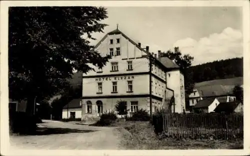 Ak Karlovice ve Slezsku Karlsthal Bruntál Freudenthal Region Mährisch Schlesien, Hotel Slezan