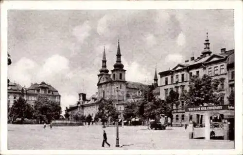 Ak Jihlava Iglau Region Hochland, Platz, Tankstelle