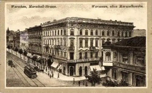 Ak Warszawa Warschau Polen, Marschall-Straße