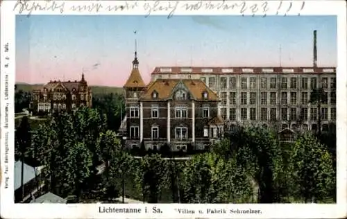 Ak Lichtentanne Sachsen, Villen, Fabrik Schmelzer, Landschaft, historische Architektur