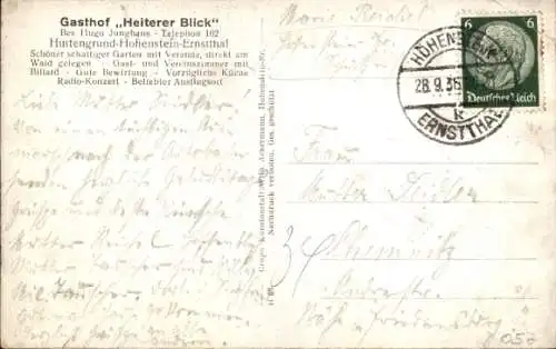 Ak Hüttengrund Hohenstein Ernstthal in Sachsen, Bethlehemstift, Gasthof Heiterer Blick