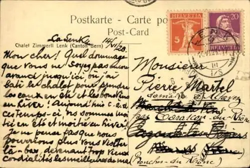 Ak Lenk Kt. Bern, Chalet Zimmerli