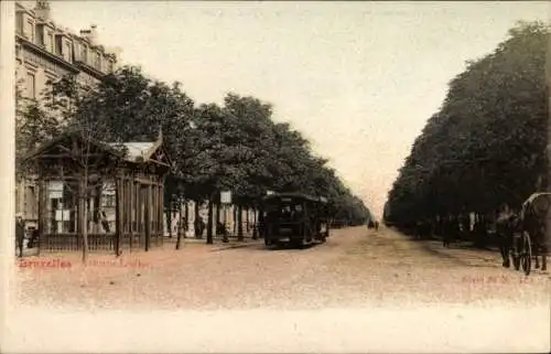 Ak Bruxelles Brüssel, Bruxelles, avenue Louise, Bushaltestelle, Straßenansicht, Bäume
