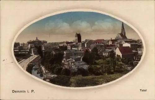 Ak Demmin in Vorpommern, Stadtansicht von  Kirche, historische Gebäude