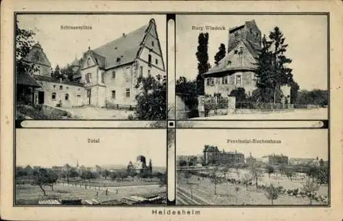 Ak Heidesheim am Rhein, Schlossmühle, Burg Windeck, Provinzial Siechenhaus