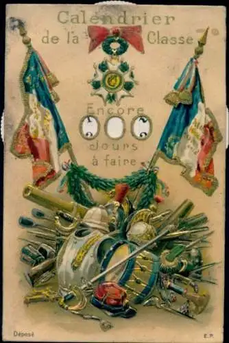 Mechanische Ak Frankreich, Französische Fahne, Rüstung, Trommel, Propaganda