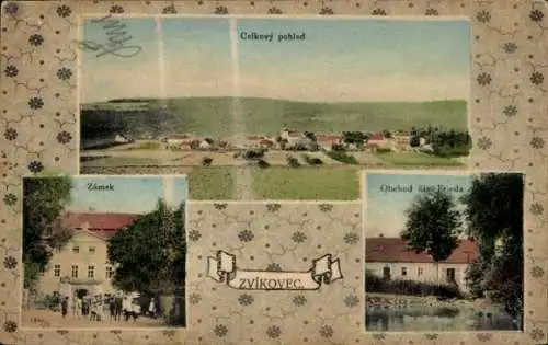 Ak Zvíkovec Region Pilsen, Gesamtansicht, Schloss