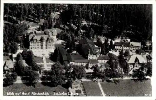 Ak Schierke Wernigerode im Harz, Fliegeraufnahme, Hotel Fürstenhöh