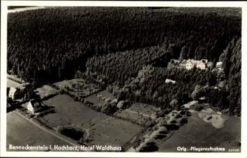 Ak Benneckenstein Oberharz, Hotel Waldhaus, Fliegeraufnahme