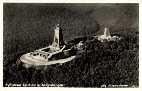 Ak Steinthaleben Kyffhäuserland in Thüringen, Kyffhäuser, Kaiser Wilhelm Denkmal, Fliegeraufnahme