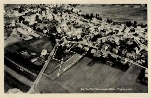 Ak Catterfeld Leinatal in Thüringen, Fliegeraufnahme, Gasthaus Schillerhöhe