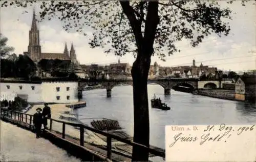 Ak Ulm an der Donau, Stadt, Brücke