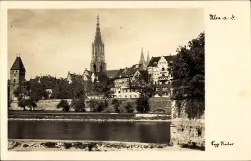 Ak Ulm an der Donau, Blick vom Donau Ufer