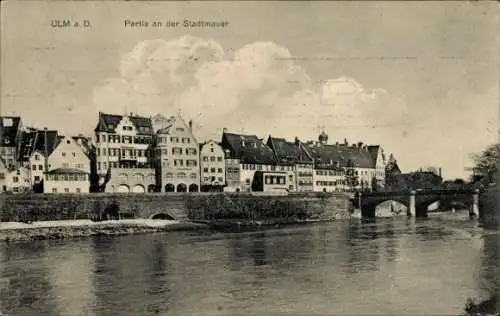 Ak Ulm an der Donau, Stadtmauer, Brücke