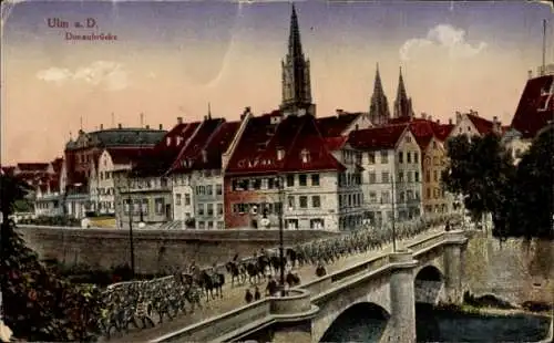 Ak Ulm an der Donau, Donaubrücke mit Münster