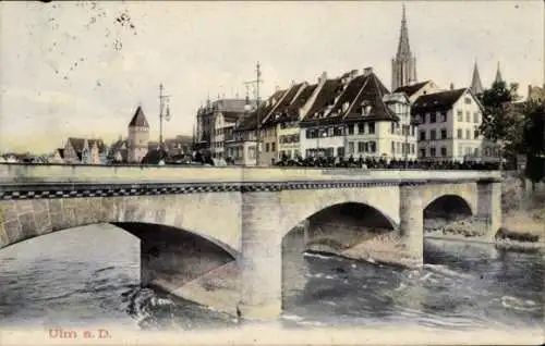 Ak Ulm an der Donau, Brückenpartie