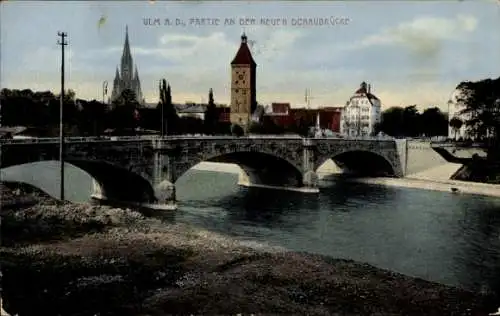 Ak Ulm an der Donau, neue Donaubrücke