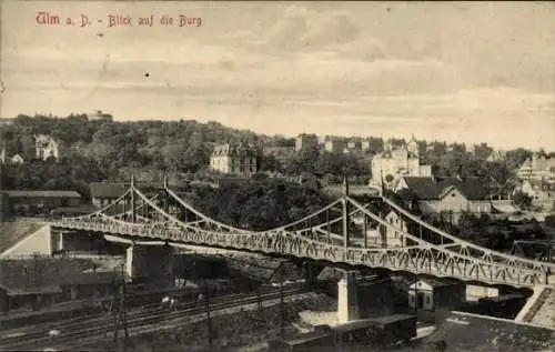 Ak Ulm an der Donau, Blick auf die Burg, Brücke