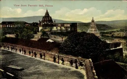 Ak Pune Poona Indien, Blick von Parvatti Hill