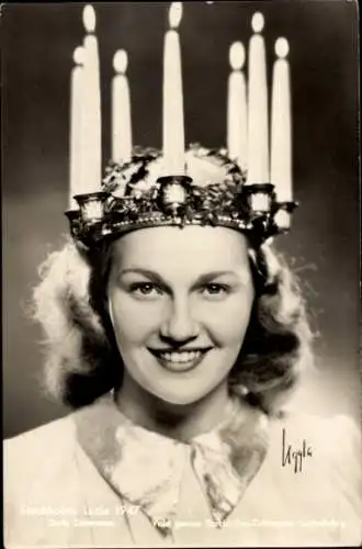 Ak Stockholm Schweden, Stockholms Lucia 1947, Doris Zetterman