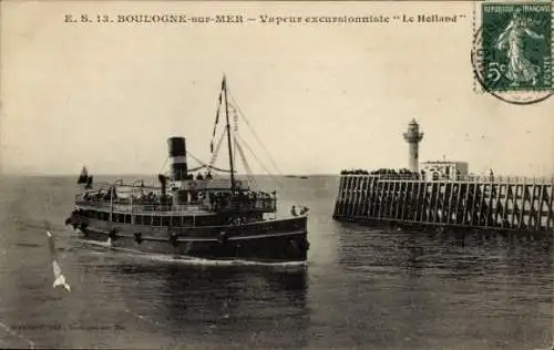 CPA Boulogne sur Mer Pas de Calais, Vapeur excursionniste Le Holland