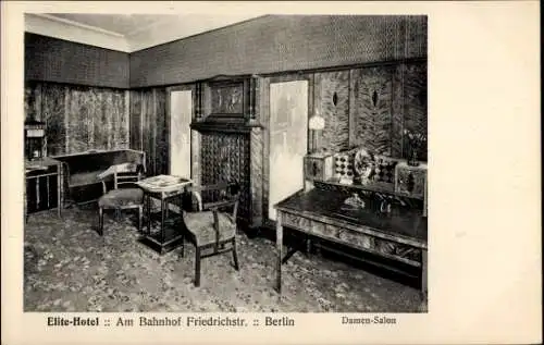 Ak Berlin Mitte, Damen-Salon des Elite-Hotels am Bahnhof Friedrichstraße