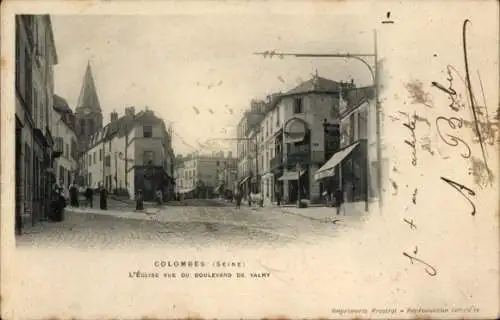 Ak Colombes Hauts de Seine, L`Eglise vue du Boulevard de Valmy