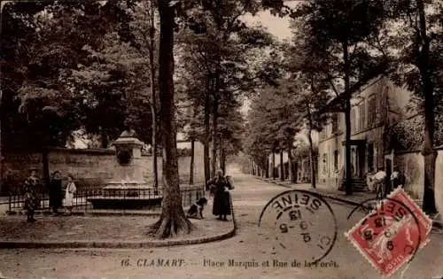 Ak Clamart Hauts de Seine, Place Marquis et Rue de la Forêt