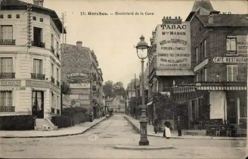 Ak Garches Hauts de Seine, Boulevard de la Gare, Cafe Restaurant, Tabak-Laden