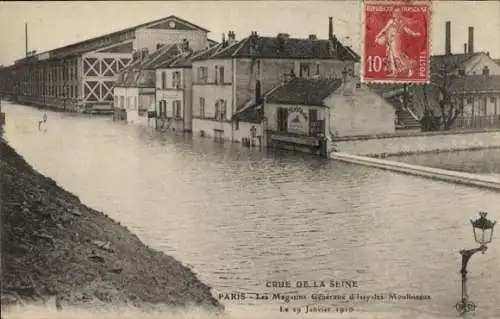 Ak Issy les Moulineaux Hauts de Seine, Crue de la Seine, 19 Janvier 1910