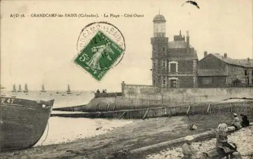 Ak Grandcamp les Bains Calvados, Plage Cote Ouest