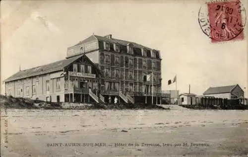 Ak Saint Aubin sur Mer Calvados, Hotel de la Terrasse, tenu par M Bruneau