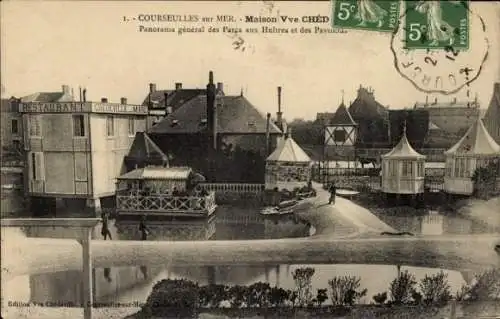 Ak Courseulles sur Mer Calvados, Maison Ched, Parcs aux Huitres, Pavillons