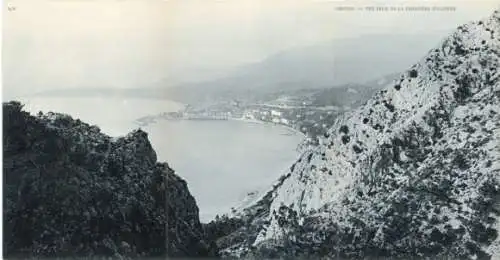 Klapp Ak Menton Alpes Maritimes, Panorama, Blick von der italienischen Grenze