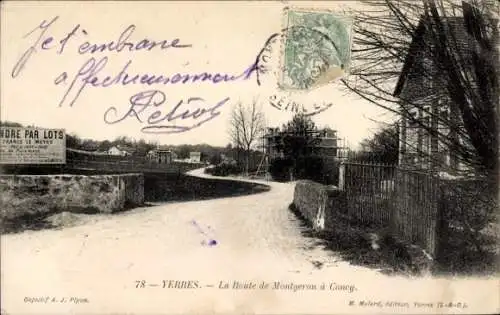 Ak Yerres Essonne, Route de Montgeron a Concy