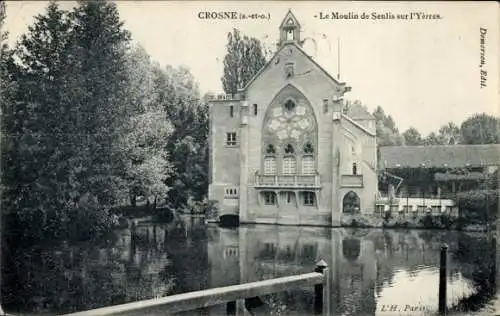 Ak Crosne Essonne, Gebäude, Fluss, Bäume