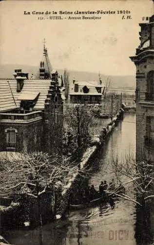 Ak Rueil Hauts-de-Seine, La Crue de la Seine, Janvies-Février 1910, Avenue Beauséjour